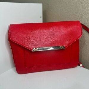 Stella & Dot Red Crossbody Clutch with Gold Hardware